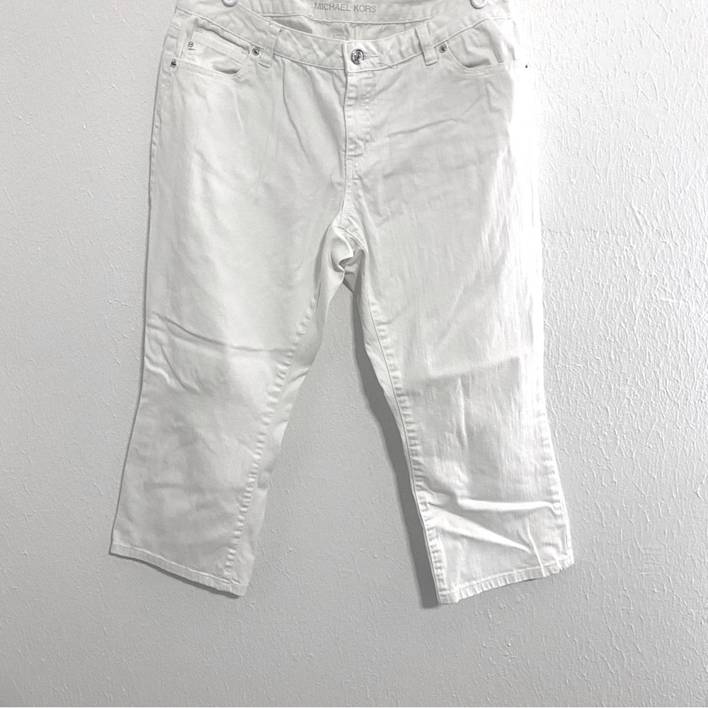 Michael Kors Womens Capri Denim Jeans Size 6 White Cotton/Spandex Summer EUC